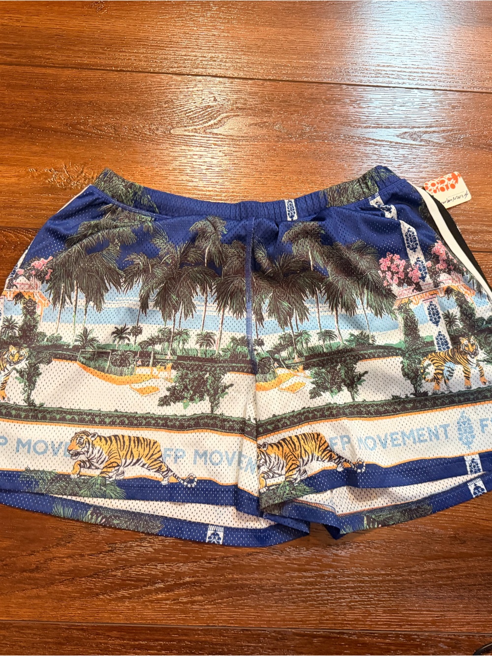 FP Movement by Free People Blue Tropical Tiger Print Athletic Shorts